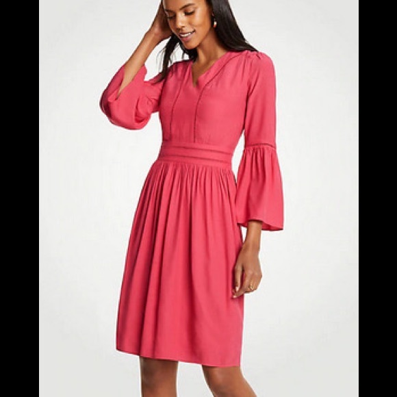 Ann Taylor Dresses & Skirts - Ann Taylor Pink Cutout Flare Sleeve Dress Size 10
